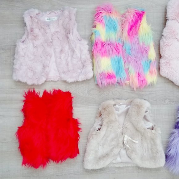 Bundle Lot of Toddler Size Faux Fuzzy Fur Vests - Picture 2 of 4